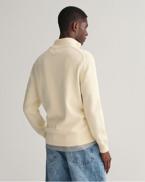 Πουλόβερ Half Zip Gant Εκρού 3G8030170-G0130