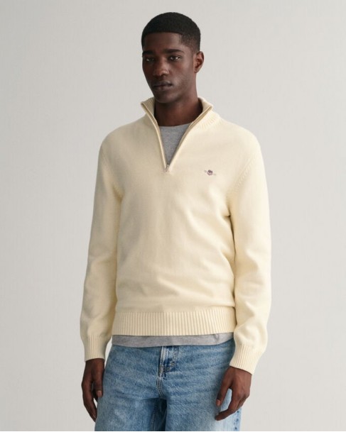 Πουλόβερ Half Zip Gant Εκρού 3G8030170-G0130