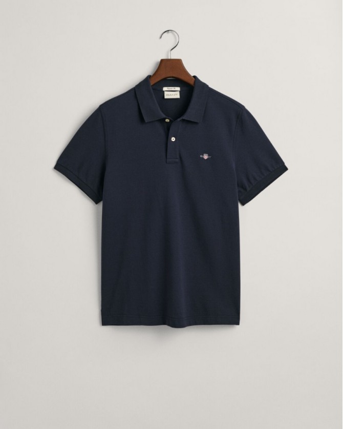 Polo t-shirt ανδρικό Gant βαμβακερό Σκούρο μπλε 3G2210-1-G0433 Regular fit