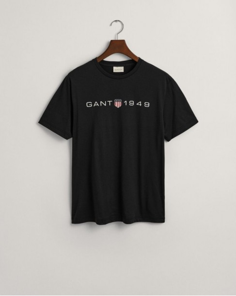 T-shirt ανδρικό Gant Μαύρο βαμβακερό 3G2003242-G0005 Regular fit