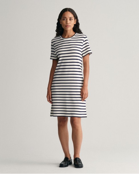 Φόρεμα ριγέ Gant Λευκό-Σκούρο μπλε 4200831-409
