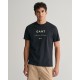 T-shirt ανδρικό Gant Μαύρο βαμβακερό 3G2013070-G0005 Regular fit 