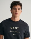 T-shirt ανδρικό Gant Μαύρο βαμβακερό 3G2013070-G0005 Regular fit