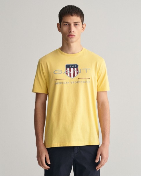 T-shirt ανδρικό Gant βαμβακερό Κίτρινο 3G2003199-G0726