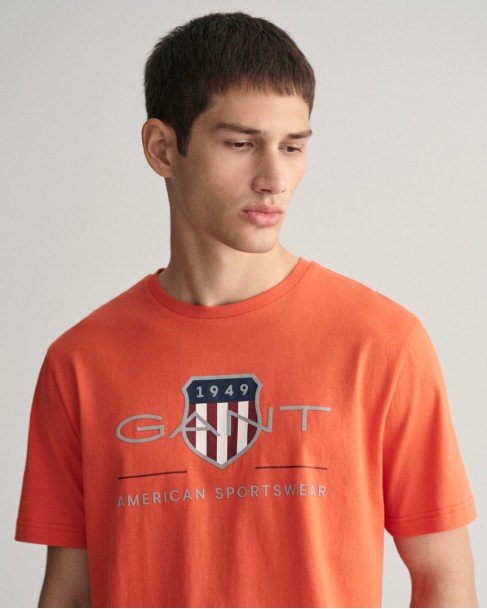 T-shirt ανδρικό Gant βαμβακερό Πορτοκαλί 3G2003199-G0828 Regular fit