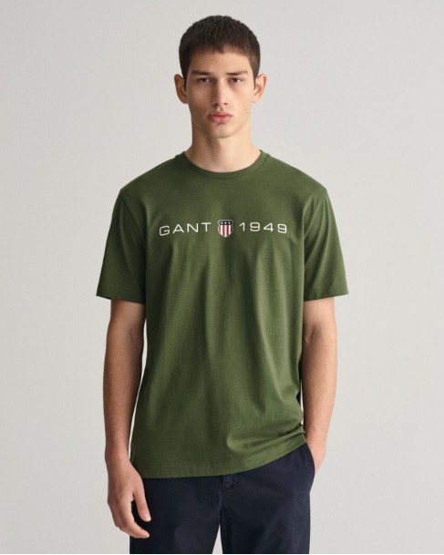T-shirt ανδρικό Gant βαμβακερό Λαδί 3G2003242-G0313 Regular fit