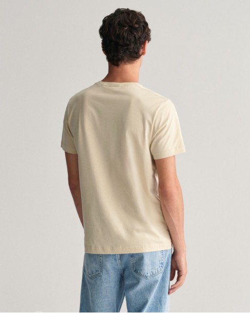 T-shirt ανδρικό Gant βαμβακερό Μπεζ 3G2003184-G0239 Regular fit