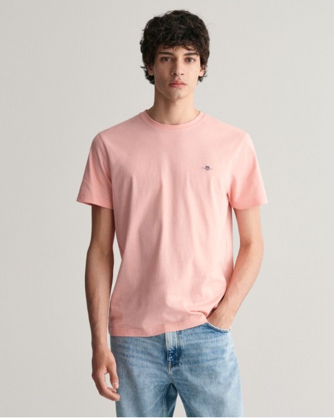 T-shirt ανδρικό Gant βαμβακερό Ροζ απαλό 3G2003184-G0671 Regular fit