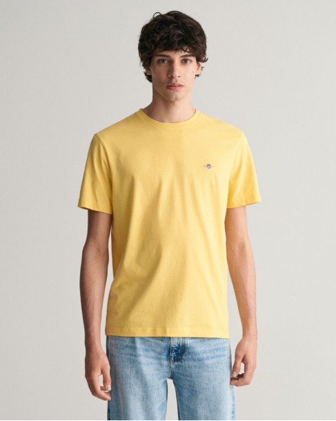T-shirt ανδρικό Gant βαμβακερό Κίτρινο 3G2003184-G0726 Regular fit