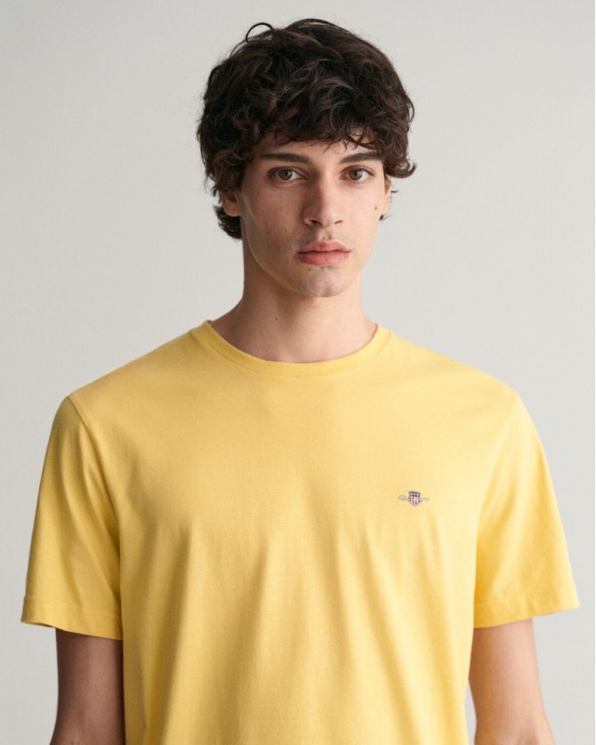 T-shirt ανδρικό Gant βαμβακερό Κίτρινο 3G2003184-G0726 Regular fit