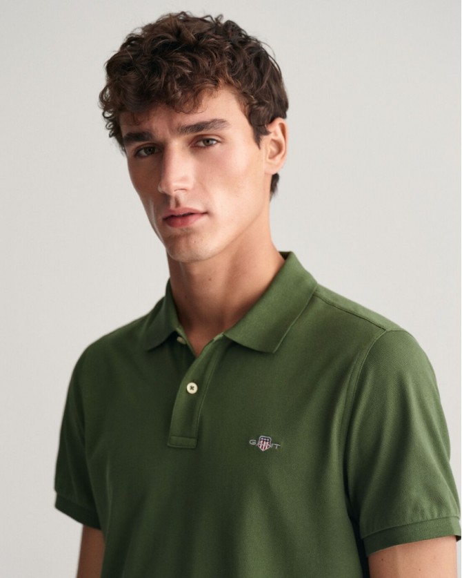 Polo t-shirt ανδρικό Gant βαμβακερό Λαδί 3G2210-1-G0313 Regular fit