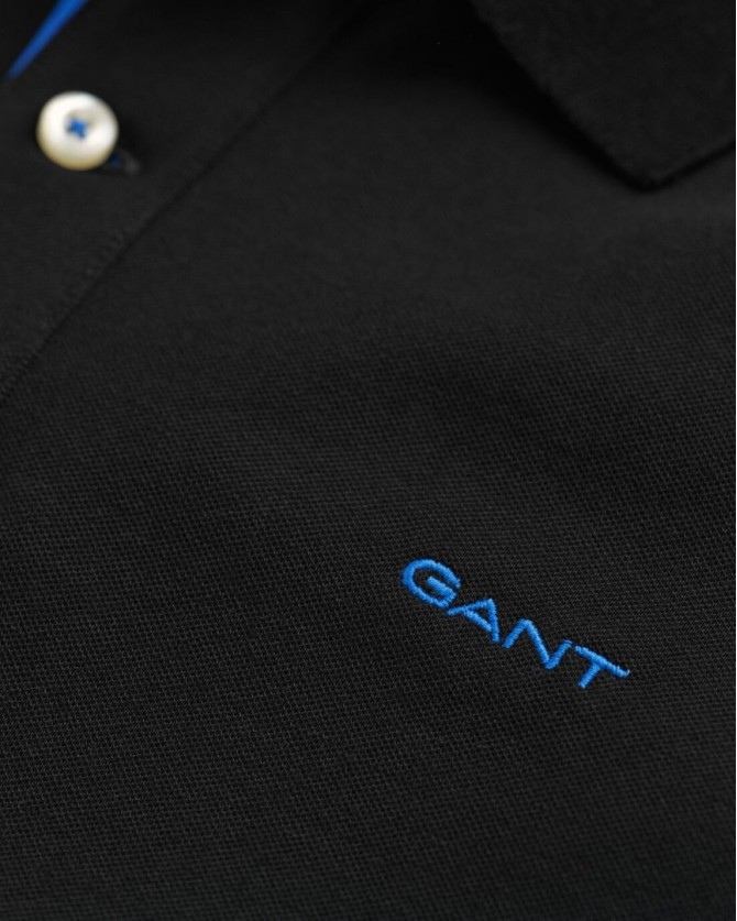 Polo t-shirt ανδρικό Gant Μαύρο βαμβακερό 3G2062026-G0005 Slim fit