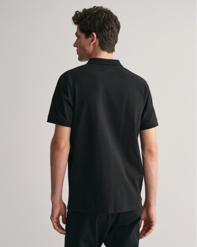 Polo t-shirt ανδρικό Gant Μαύρο βαμβακερό 3G2062026-G0005 Slim fit