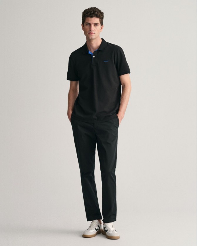 Polo t-shirt ανδρικό Gant Μαύρο βαμβακερό 3G2062026-G0005 Slim fit