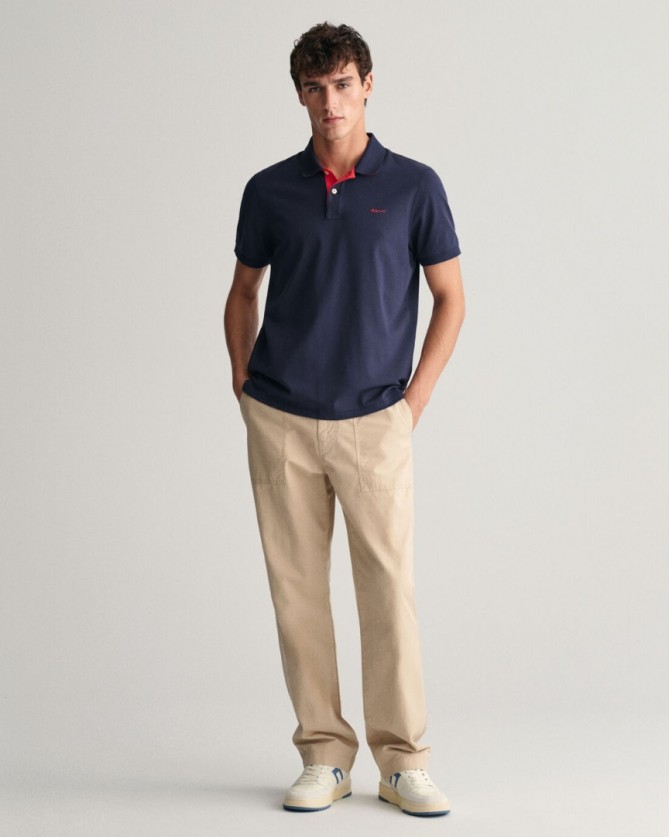 Polo t-shirt ανδρικό Gant βαμβακερό Σκούρο μπλε 3G2062026-G0433 Slim fit