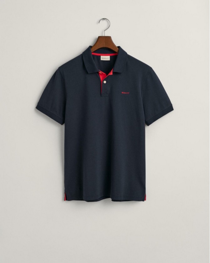 Polo t-shirt ανδρικό Gant βαμβακερό Σκούρο μπλε 3G2062026-G0433 Slim fit