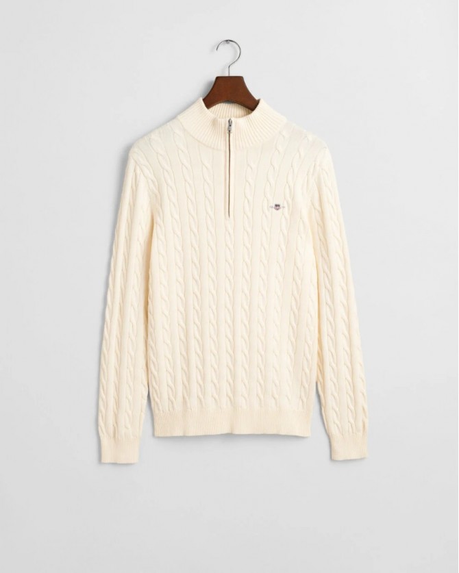 Πλεκτό half zip Gant Εκρού 3G8050603-G0130