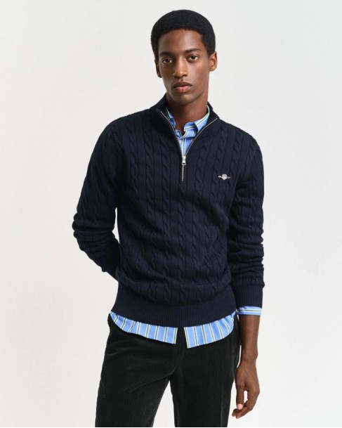 Πλεκτό Half zip Gant Σκούρο μπλε 3G8050603-G0433