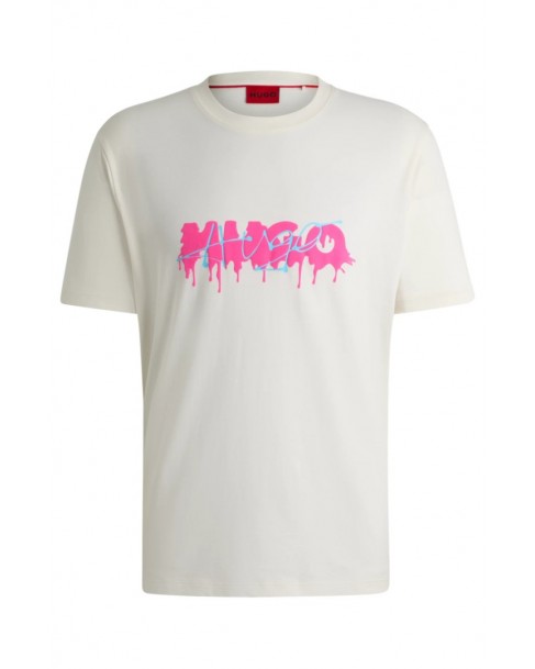 T-shirt ανδρικό Hugo Λευκό βαμβακερό Dacation 50515282-121 Regular fit