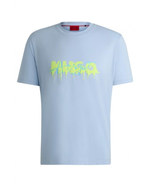 T-shirt ανδρικό Hugo βαμβακερό Σιέλ Dacation 50515282-455 Regular fit
