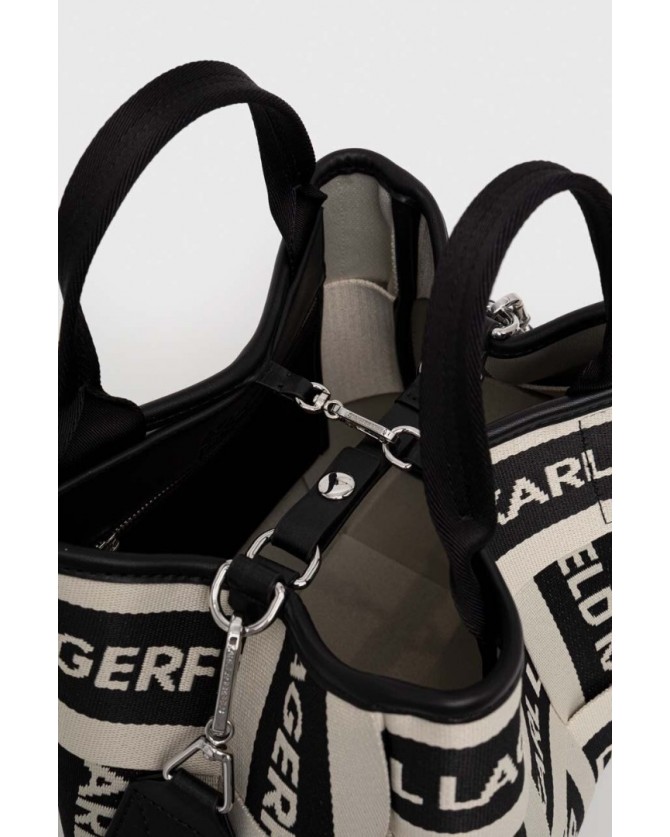 Τσάντα ώμου Karl Lagerfeld Μαύρη-Εκρού 235W3030 A199-NATURAL/BLACK