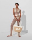 Τσάντα ψάθινη Karl Lagerfeld Λευκό-Μπεζ 240W3071-100