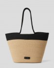 Τσάντα ψάθινη Karl Lagerfeld Μαύρο-Μπεζ 240W3071-999