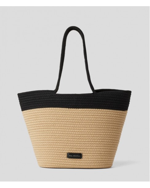 Τσάντα ψάθινη Karl Lagerfeld Μαύρο-Μπεζ 240W3071-999