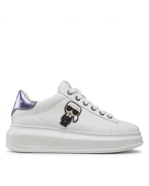 Υπόδημα Sneakers Karl Lagerfeld Λευκό με Λιλά τελείωμα KL62530 01V-White Lthr w/Lilac