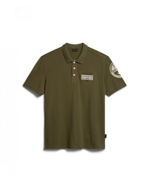 Polo t-shirt Napapijri Λαδί E-AMUNDSEN NP0A4H6A GAE-GREEN LICHEN