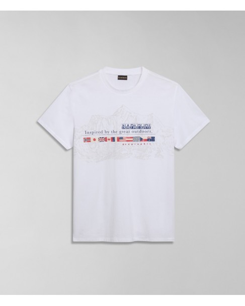 T-shirt ανδρικό Napapijri βαμβακερό Λευκό S-TURIN 1 NP0A4HQG 002-bright white