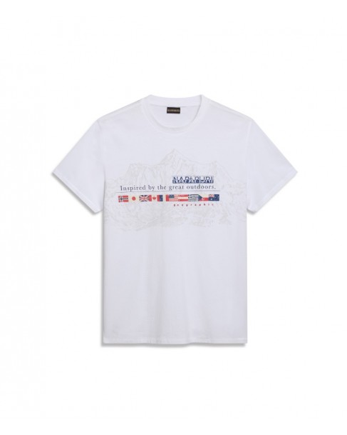 T-shirt ανδρικό Napapijri βαμβακερό Λευκό S-TURIN 1 NP0A4HQG 002-bright white