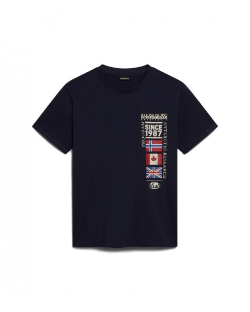 T-shirt ανδρικό Napapijri βαμβακερό Σκούρο μπλε S-TURIN 1 NP0A4HQG 176-BLUE MARINE
