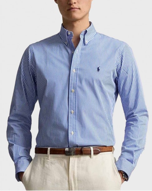 Πουκάμισο Ralph Lauren Ριγέ Σιέλ 710929346-001
