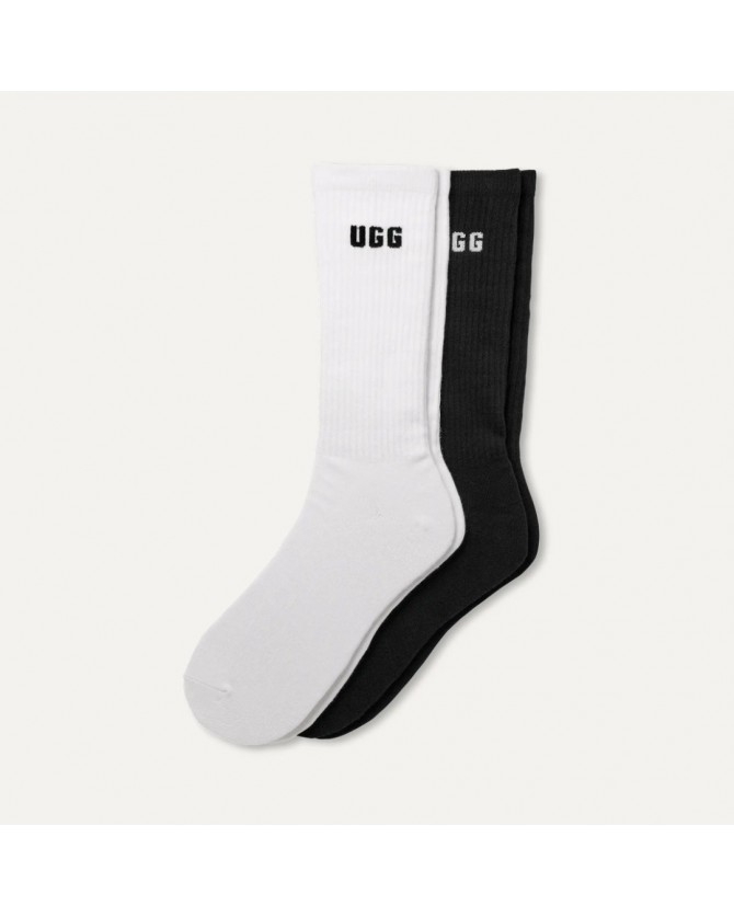 Κάλτσες 2 ζεύγων UGG Λευκο-Μαύρο Leander Logo Crew 2 Pack 1172201-9171